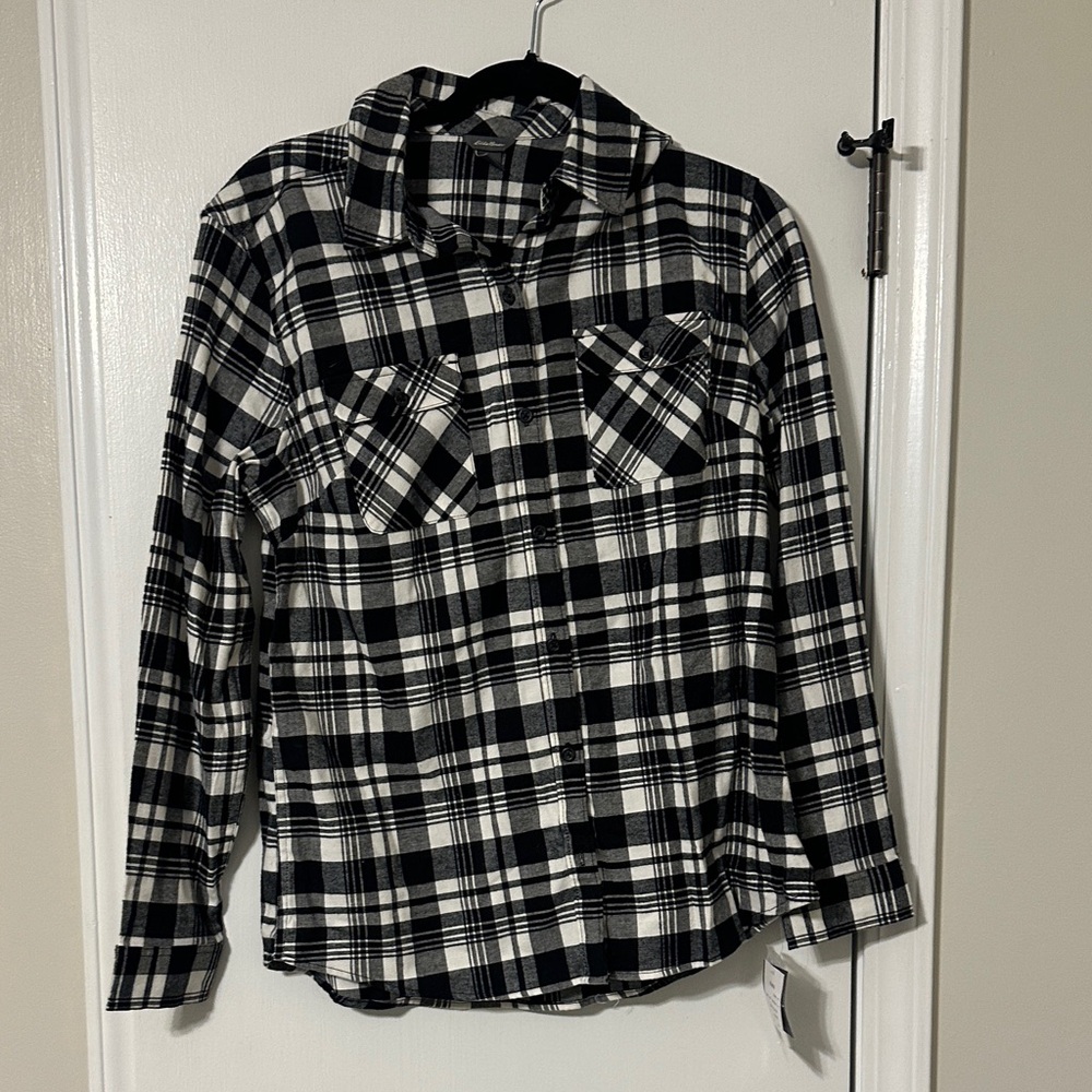 Eddie Bauer Black and White Checkered Shirt